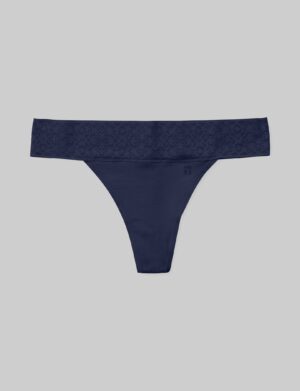 Women's Cool Cotton Thong, Lace Waist